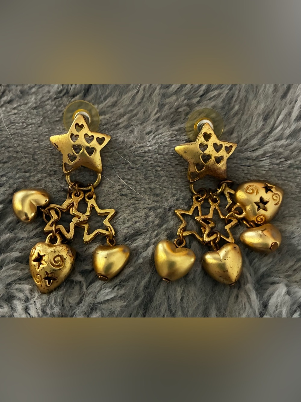 Gold Star & Heart Dangle Earrings - Women Jewelry